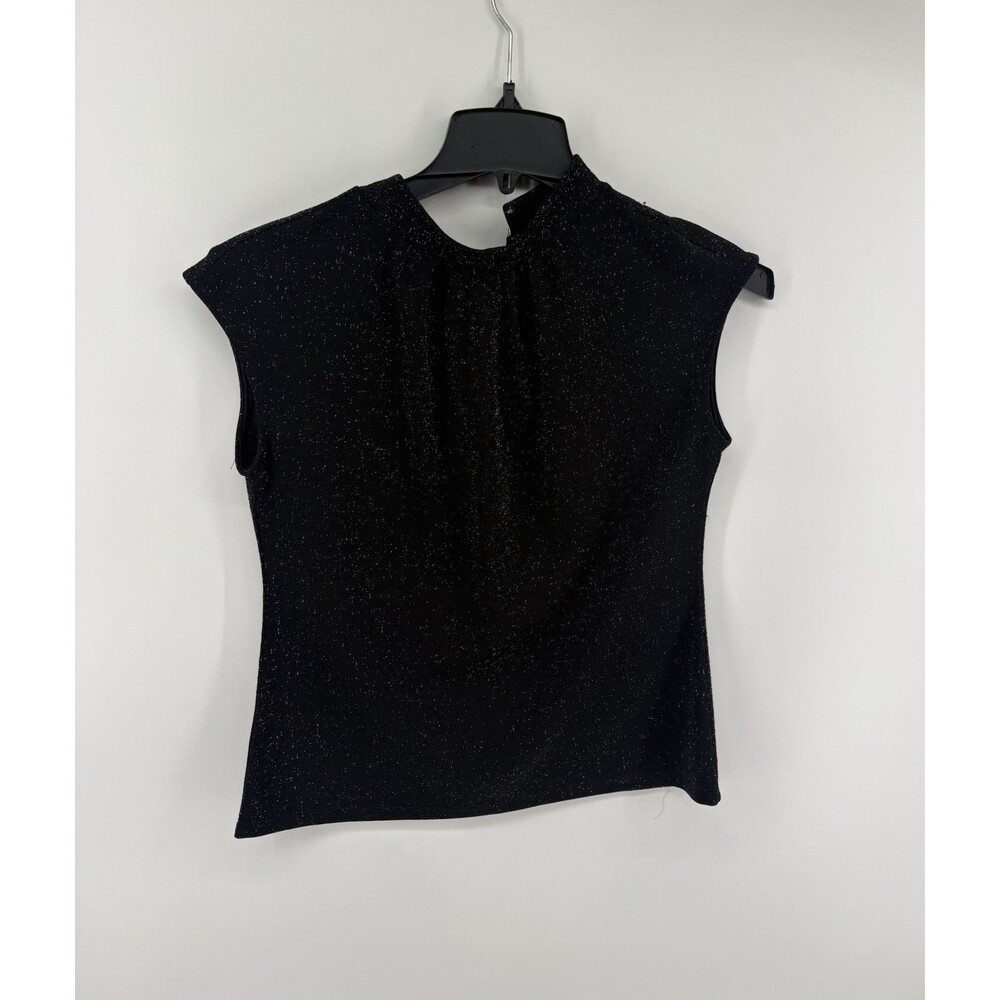 Ann Taylor Petite Mock Neck Cap Sleeve Sparkle Shirt Size Small